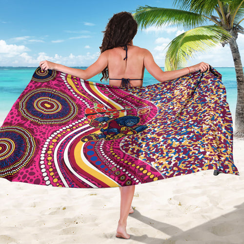 Brisbane Lions ANZAC Day Sarong Indigenous Poppy Remembrance Lion Warrior