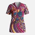 Brisbane Lions ANZAC Day Scrub Top Indigenous Poppy Remembrance Lion Warrior