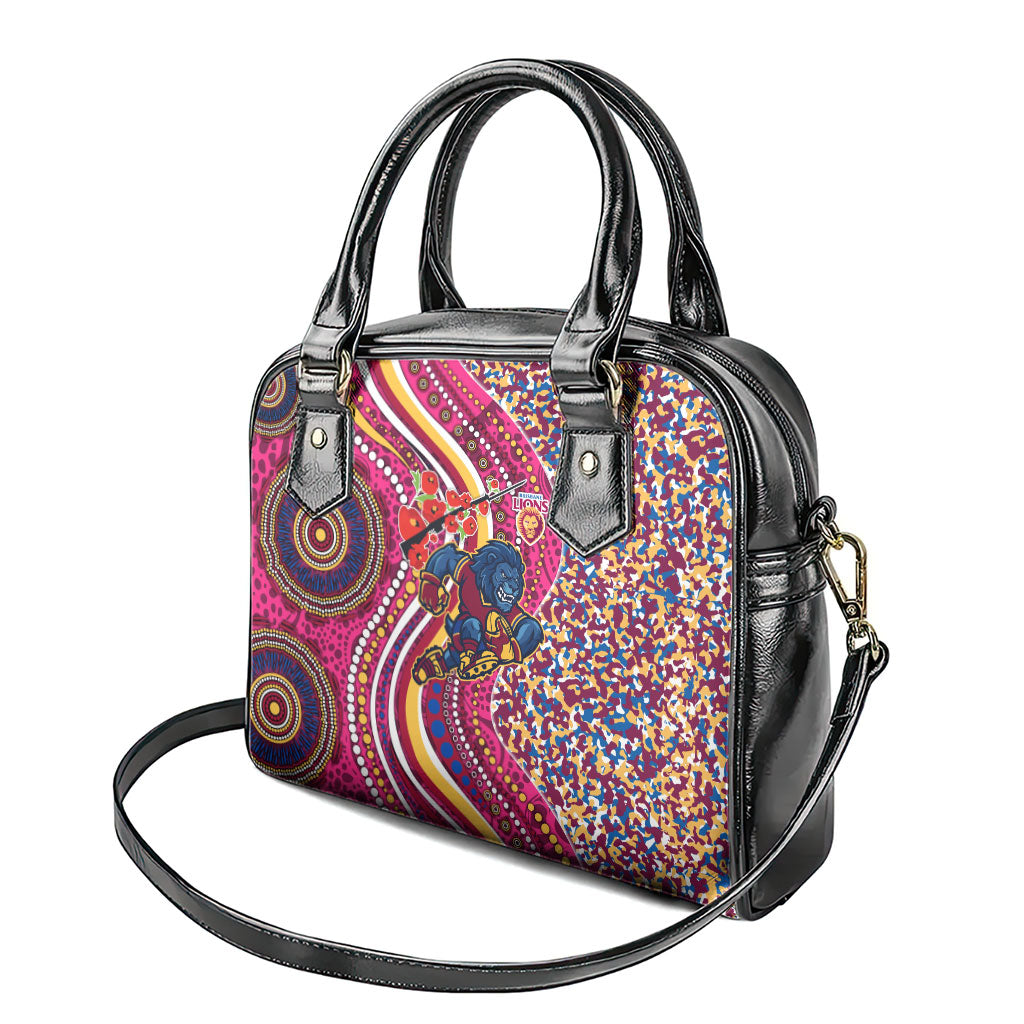 Brisbane Lions ANZAC Day Shoulder Handbag Indigenous Poppy Remembrance Lion Warrior