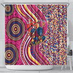 Brisbane Lions ANZAC Day Shower Curtain Indigenous Poppy Remembrance Lion Warrior