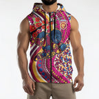 Brisbane Lions ANZAC Day Sleeveless Zip Hoodie Indigenous Poppy Remembrance Lion Warrior