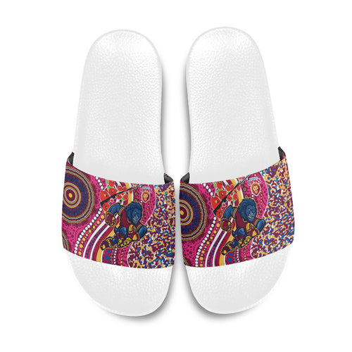 Brisbane Lions ANZAC Day Slide Sandals Indigenous Poppy Remembrance Lion Warrior