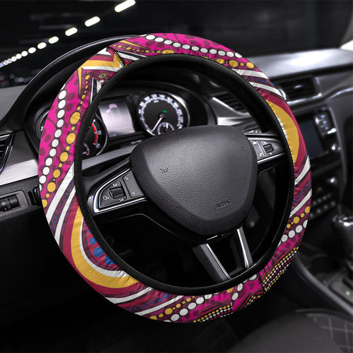 Brisbane Lions ANZAC Day Steering Wheel Cover Indigenous Poppy Remembrance Lion Warrior