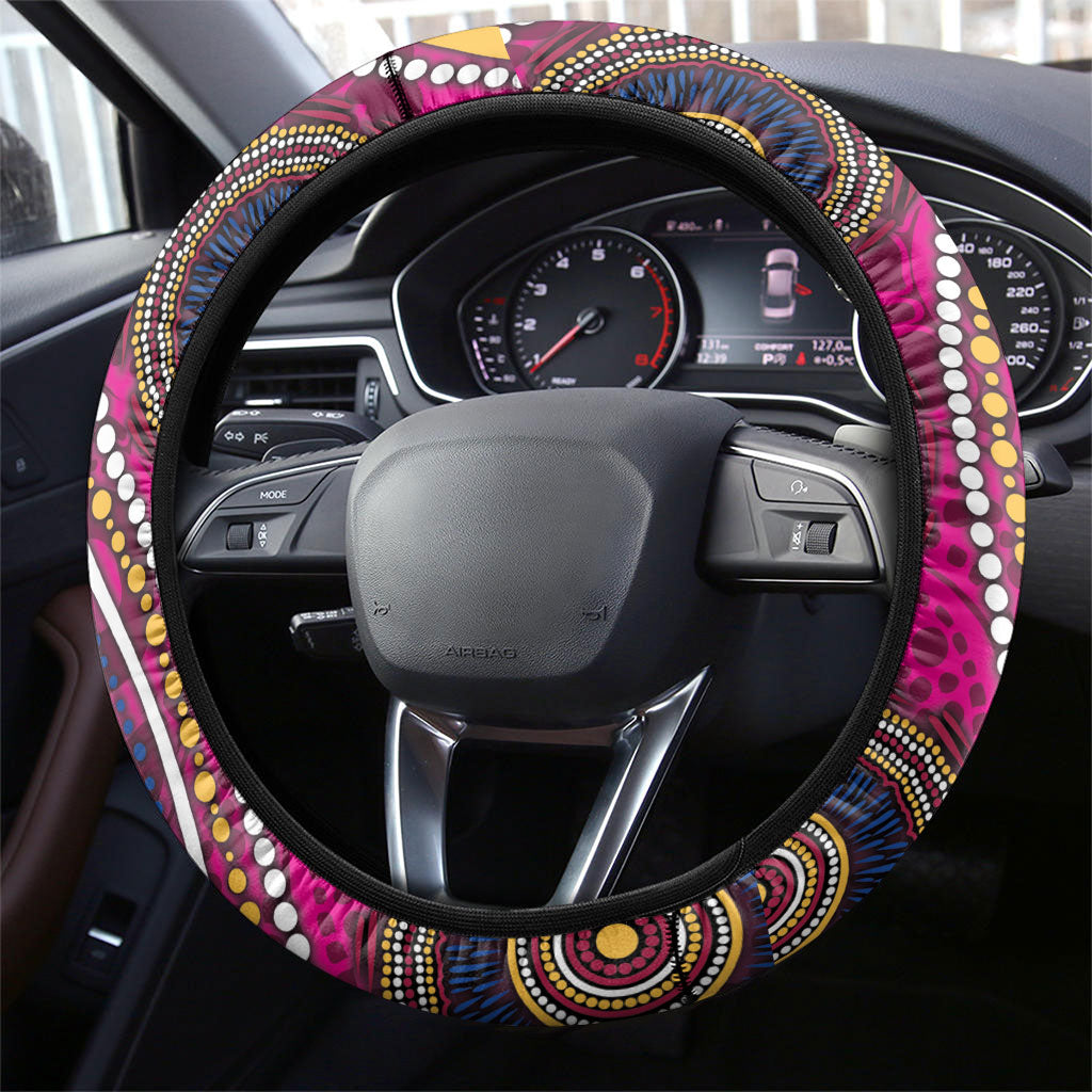 Brisbane Lions ANZAC Day Steering Wheel Cover Indigenous Poppy Remembrance Lion Warrior