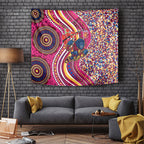 Brisbane Lions ANZAC Day Tapestry Indigenous Poppy Remembrance Lion Warrior