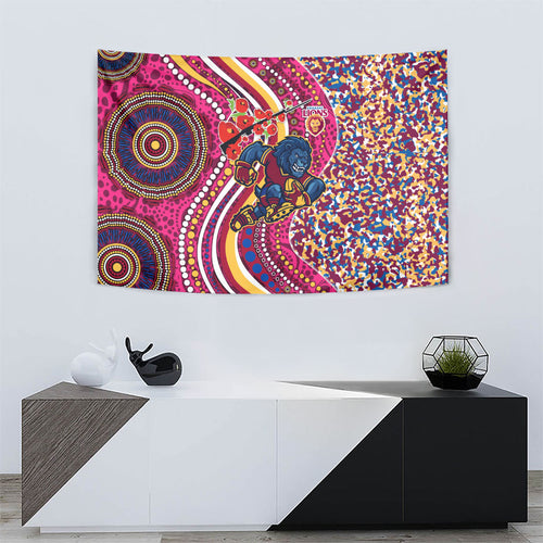 Brisbane Lions ANZAC Day Tapestry Indigenous Poppy Remembrance Lion Warrior