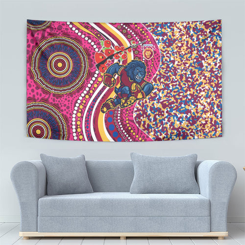 Brisbane Lions ANZAC Day Tapestry Indigenous Poppy Remembrance Lion Warrior