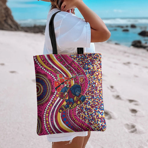 Brisbane Lions ANZAC Day Tote Bag Indigenous Poppy Remembrance Lion Warrior