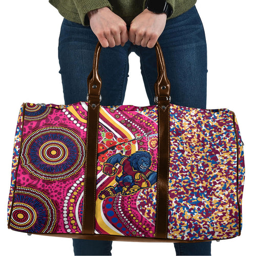 Brisbane Lions ANZAC Day Travel Bag Indigenous Poppy Remembrance Lion Warrior