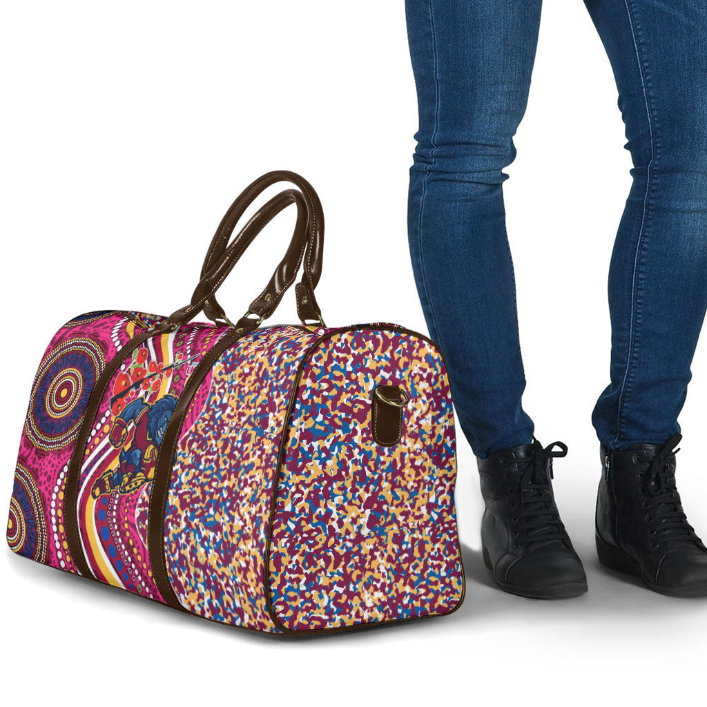 Brisbane Lions ANZAC Day Travel Bag Indigenous Poppy Remembrance Lion Warrior