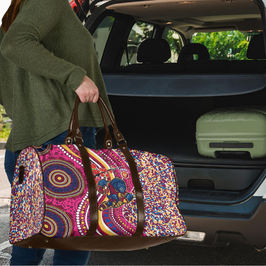 Brisbane Lions ANZAC Day Travel Bag Indigenous Poppy Remembrance Lion Warrior