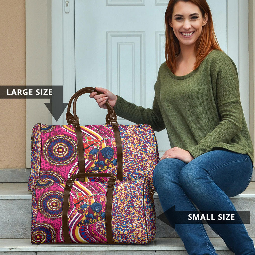 Brisbane Lions ANZAC Day Travel Bag Indigenous Poppy Remembrance Lion Warrior