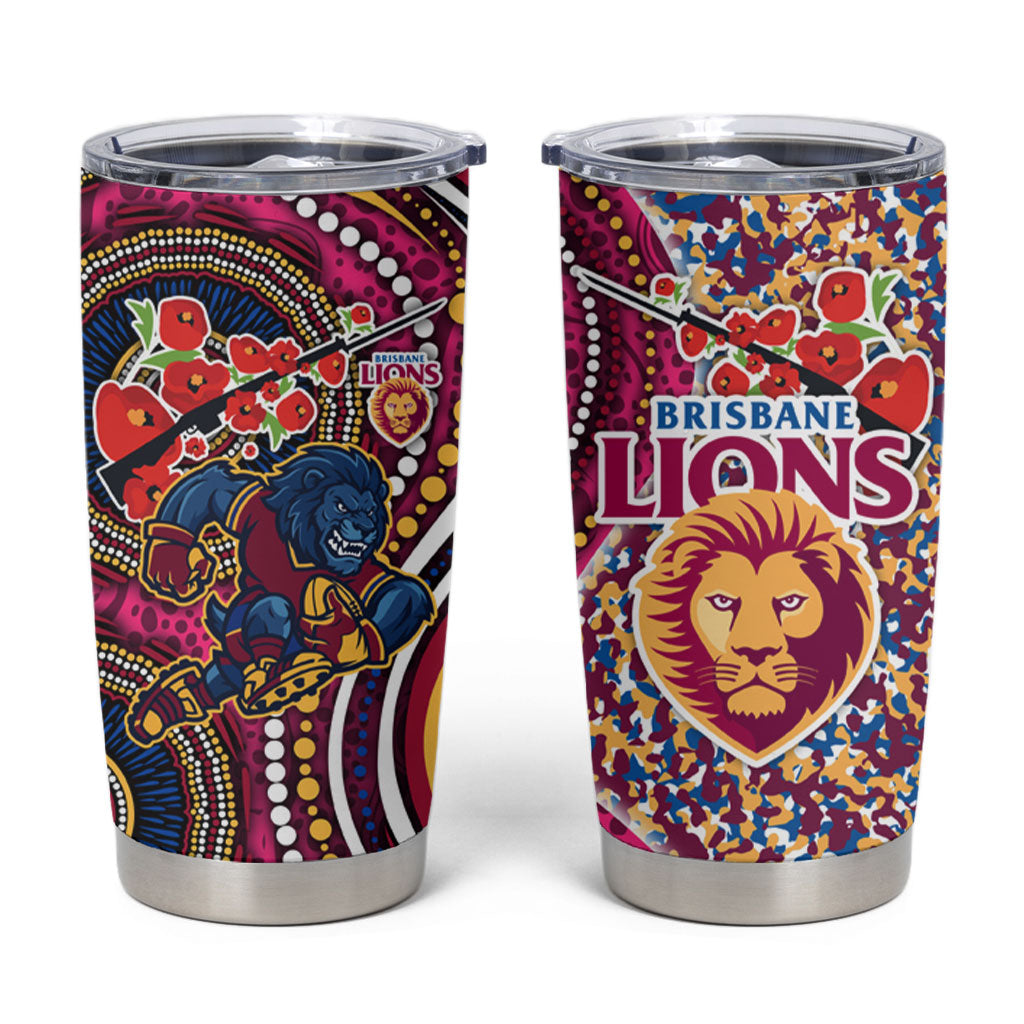 Brisbane Lions ANZAC Day Tumbler Cup Indigenous Poppy Remembrance Lion Warrior