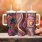 Brisbane Lions ANZAC Day Tumbler With Handle Indigenous Poppy Remembrance Lion Warrior