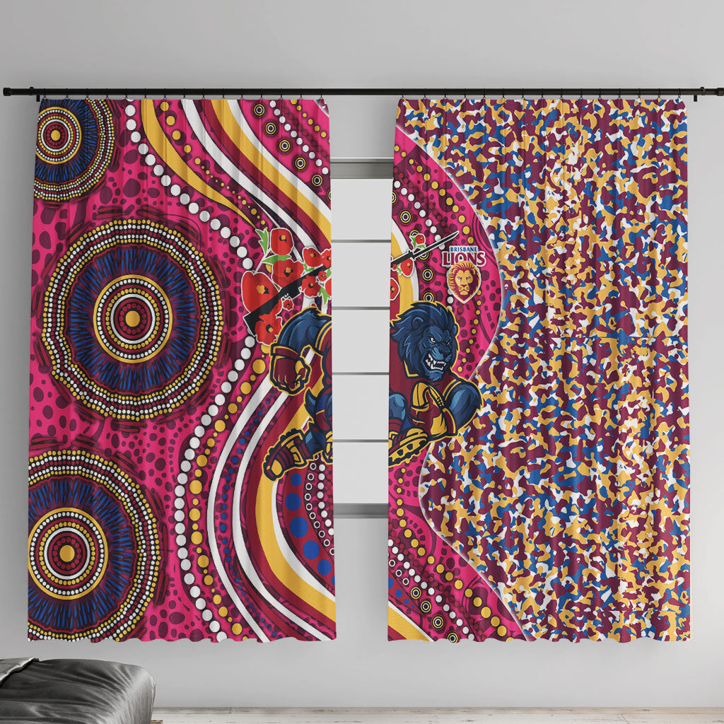 Brisbane Lions ANZAC Day Window Curtain Indigenous Poppy Remembrance Lion Warrior