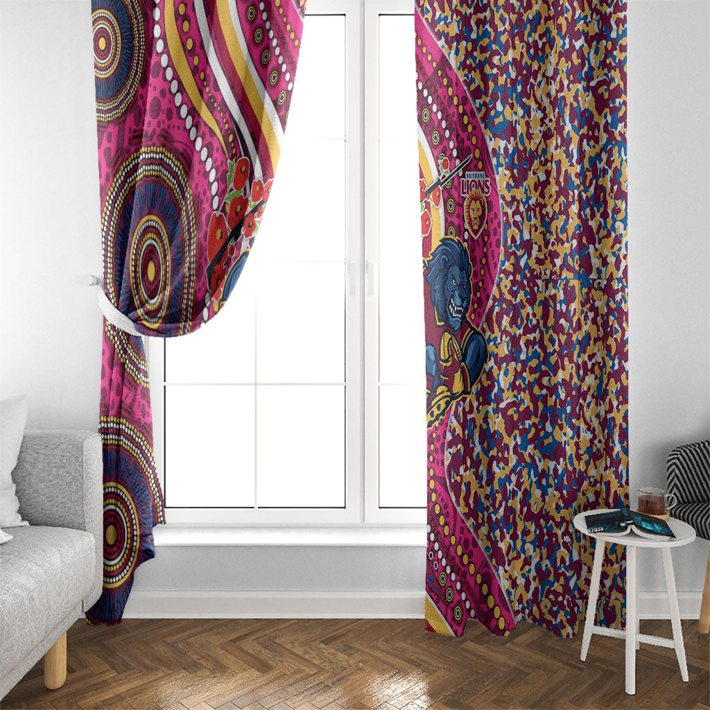 Brisbane Lions ANZAC Day Window Curtain Indigenous Poppy Remembrance Lion Warrior