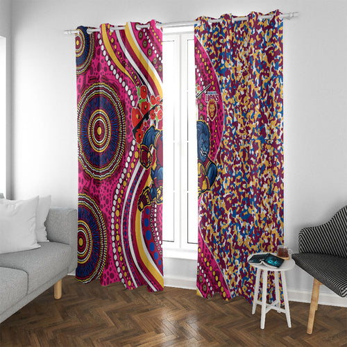 Brisbane Lions ANZAC Day Window Curtain Indigenous Poppy Remembrance Lion Warrior
