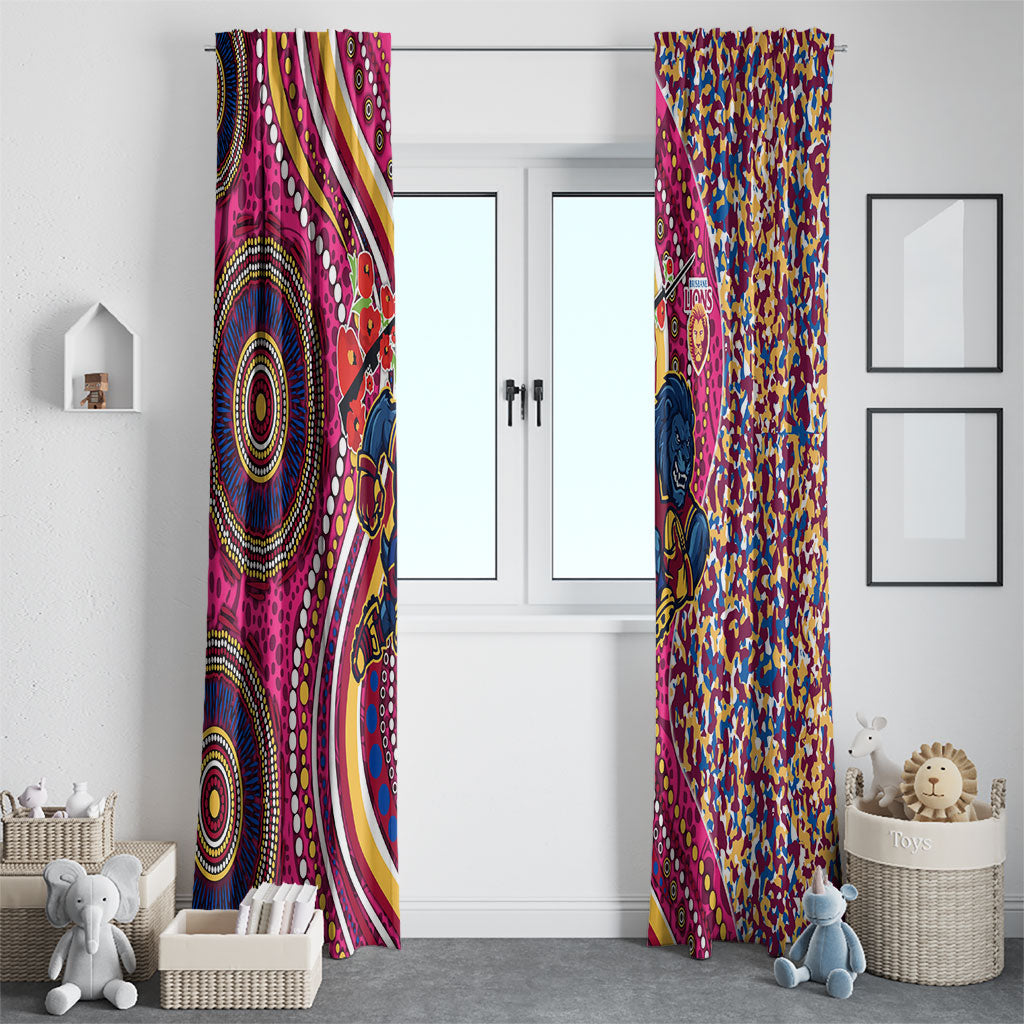Brisbane Lions ANZAC Day Window Curtain Indigenous Poppy Remembrance Lion Warrior