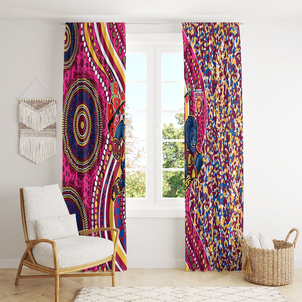 Brisbane Lions ANZAC Day Window Curtain Indigenous Poppy Remembrance Lion Warrior