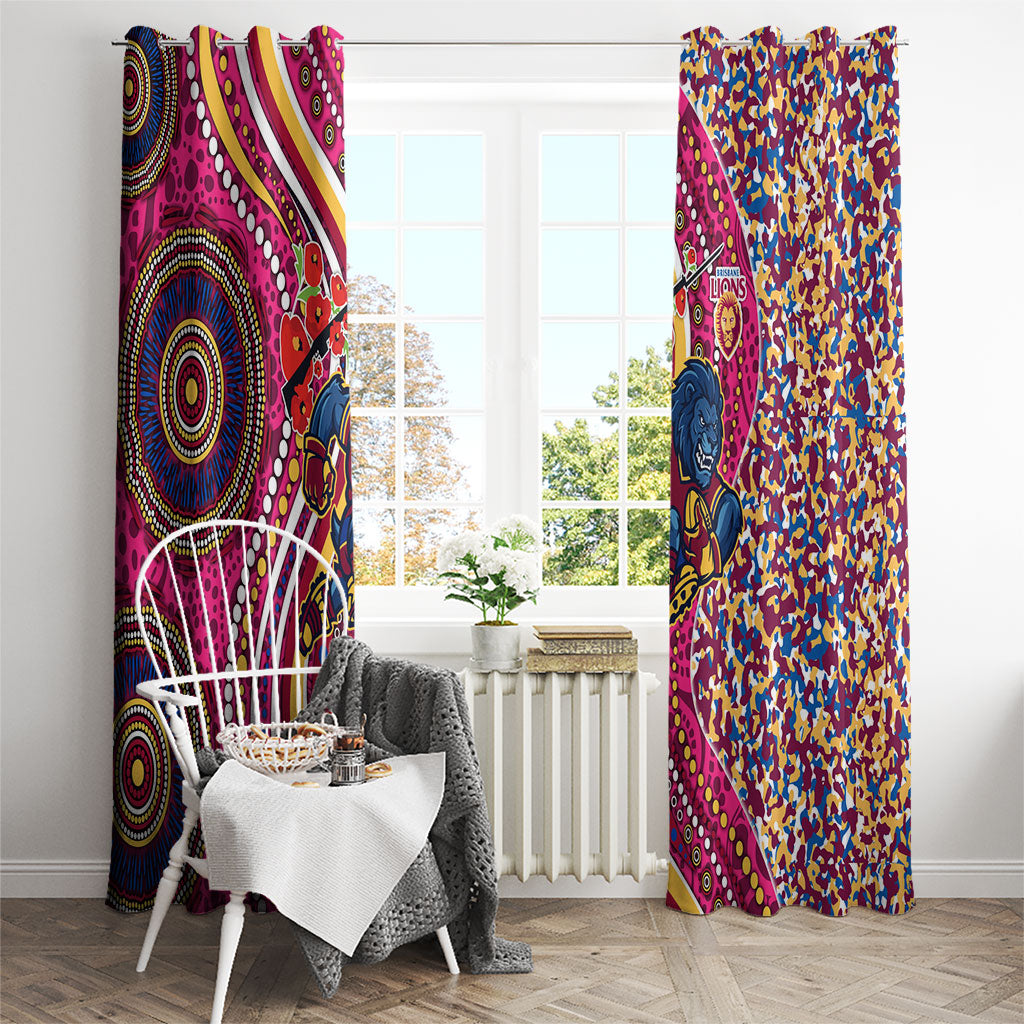 Brisbane Lions ANZAC Day Window Curtain Indigenous Poppy Remembrance Lion Warrior