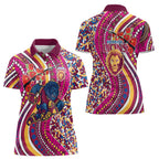 Brisbane Lions ANZAC Day Women Polo Shirt Indigenous Poppy Remembrance Lion Warrior