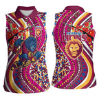 Brisbane Lions ANZAC Day Women Sleeveless Polo Shirt Indigenous Poppy Remembrance Lion Warrior