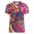 Brisbane Lions ANZAC Day Women V-Neck T-Shirt Indigenous Poppy Remembrance Lion Warrior