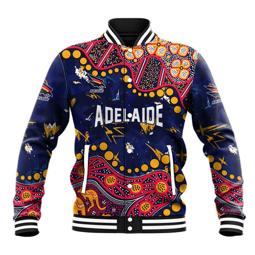 Personalized Adelaide Baseball Jacket Aboriginal Pattern with Graffiti Style
