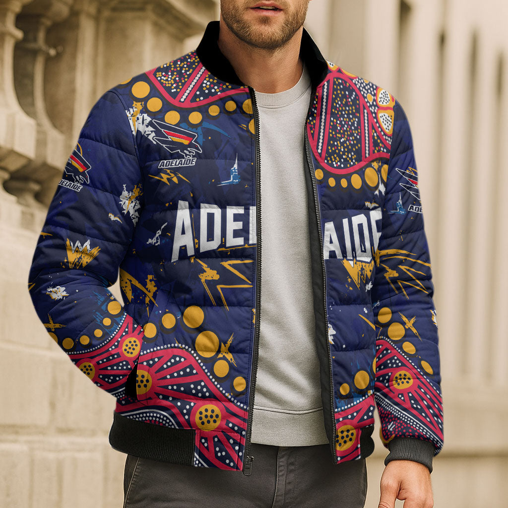 Personalized Adelaide Bomber Puffer Jacket Aboriginal Pattern with Graffiti Style