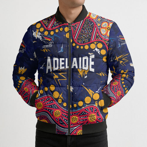 Personalized Adelaide Bomber Puffer Jacket Aboriginal Pattern with Graffiti Style