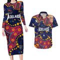 Personalized Adelaide Couples Matching Long Sleeve Bodycon Dress and Hawaiian Shirt Aboriginal Pattern with Graffiti Style