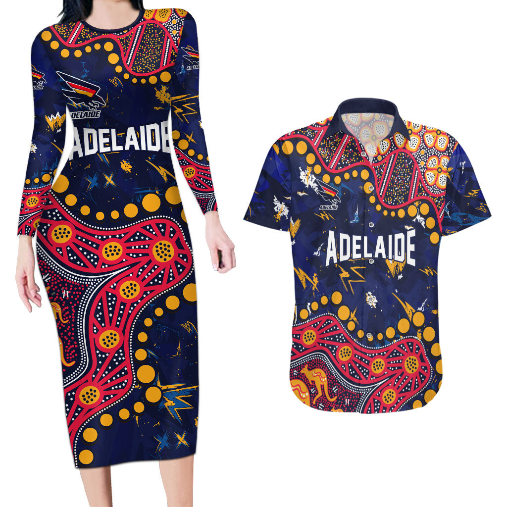 Personalized Adelaide Couples Matching Long Sleeve Bodycon Dress and Hawaiian Shirt Aboriginal Pattern with Graffiti Style