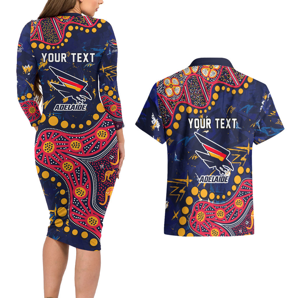 Personalized Adelaide Couples Matching Long Sleeve Bodycon Dress and Hawaiian Shirt Aboriginal Pattern with Graffiti Style