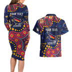 Personalized Adelaide Couples Matching Long Sleeve Bodycon Dress and Hawaiian Shirt Aboriginal Pattern with Graffiti Style