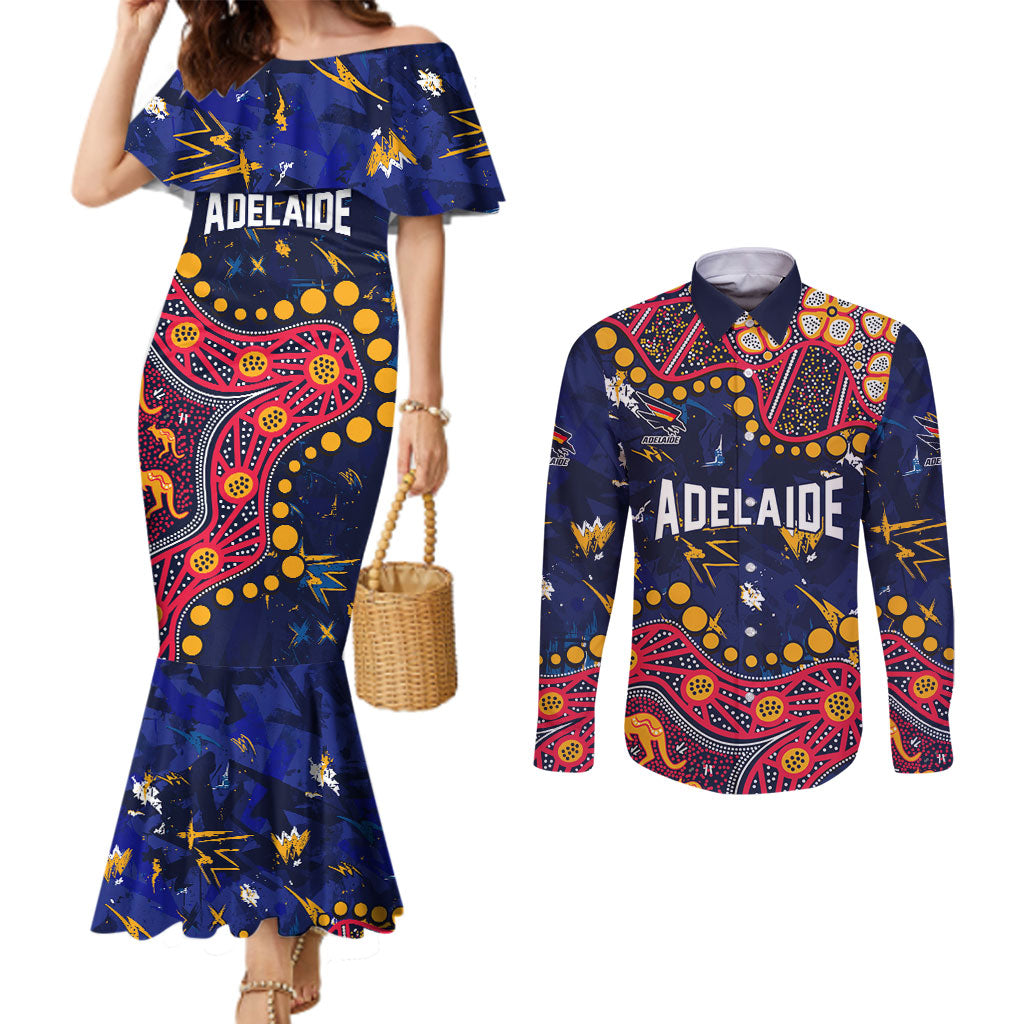 Personalized Adelaide Couples Matching Mermaid Dress and Long Sleeve Button Shirt Aboriginal Pattern with Graffiti Style