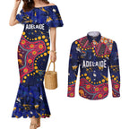 Personalized Adelaide Couples Matching Mermaid Dress and Long Sleeve Button Shirt Aboriginal Pattern with Graffiti Style