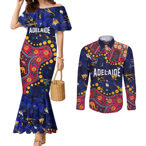 Personalized Adelaide Couples Matching Mermaid Dress and Long Sleeve Button Shirt Aboriginal Pattern with Graffiti Style