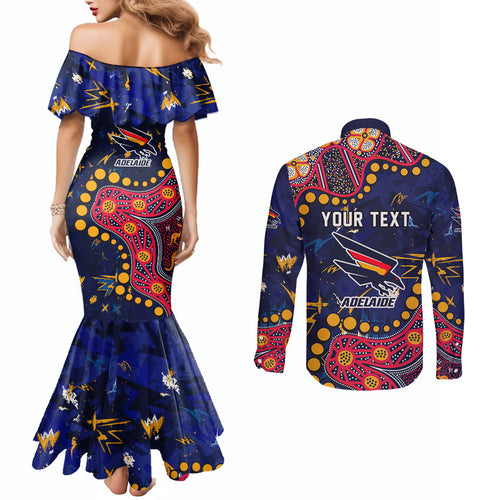 Personalized Adelaide Couples Matching Mermaid Dress and Long Sleeve Button Shirt Aboriginal Pattern with Graffiti Style