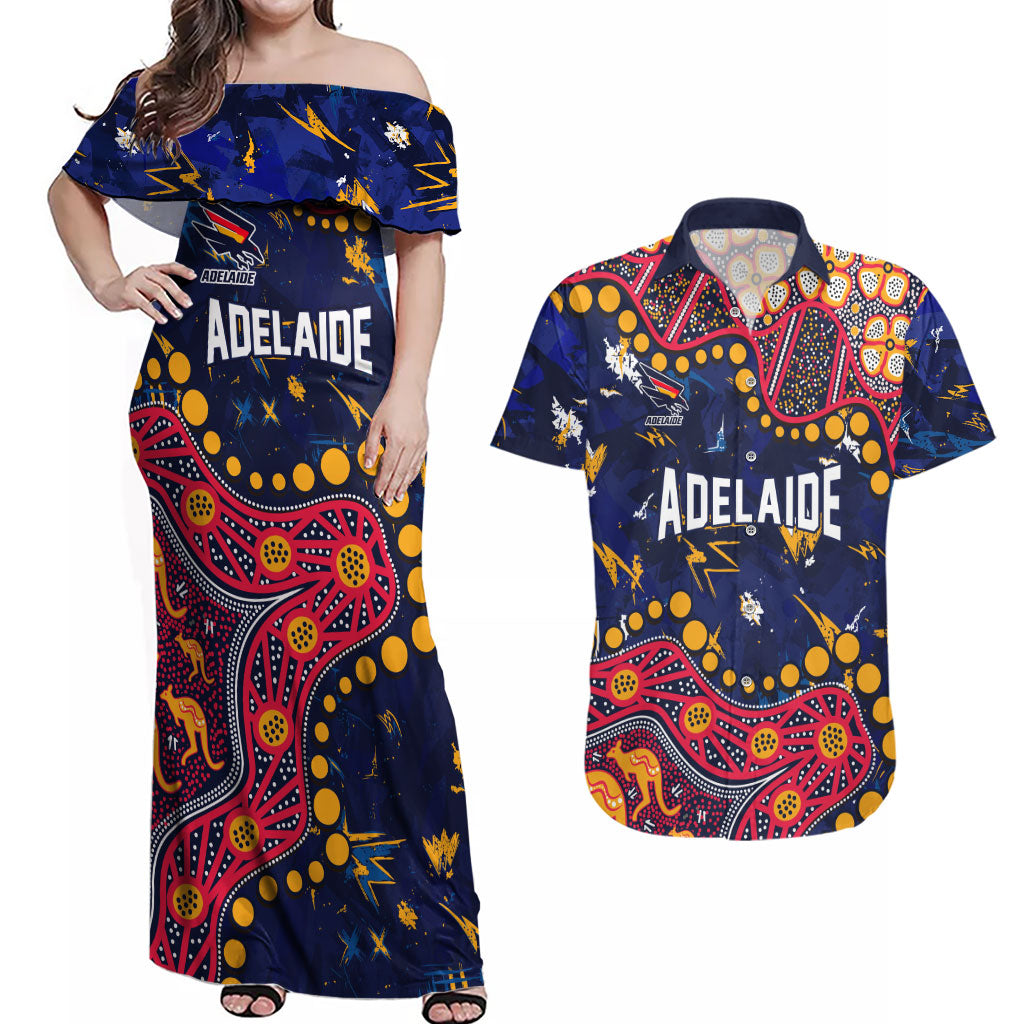 Personalized Adelaide Couples Matching Off Shoulder Maxi Dress and Hawaiian Shirt Aboriginal Pattern with Graffiti Style