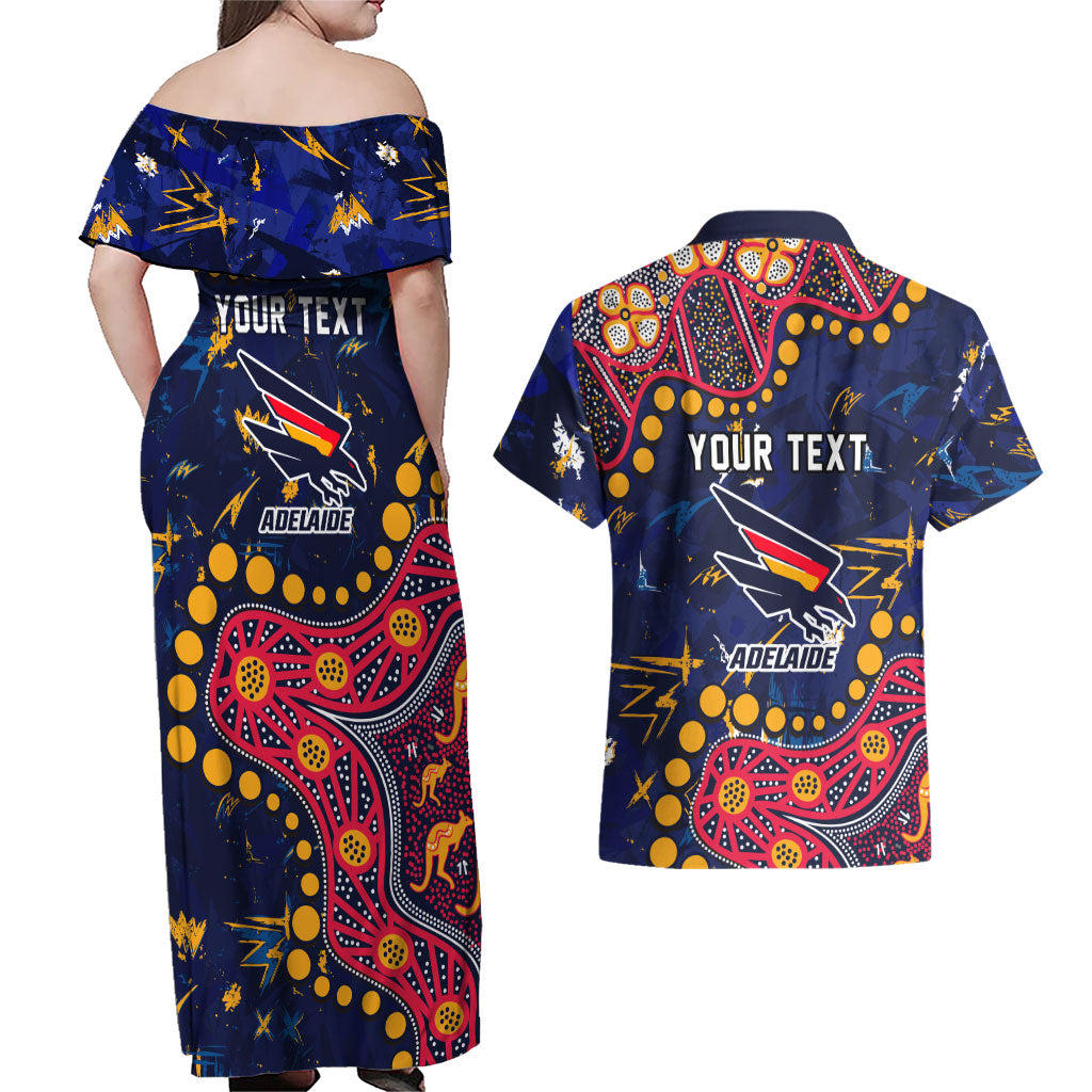 Personalized Adelaide Couples Matching Off Shoulder Maxi Dress and Hawaiian Shirt Aboriginal Pattern with Graffiti Style
