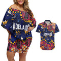 Personalized Adelaide Couples Matching Off Shoulder Short Dress and Hawaiian Shirt Aboriginal Pattern with Graffiti Style