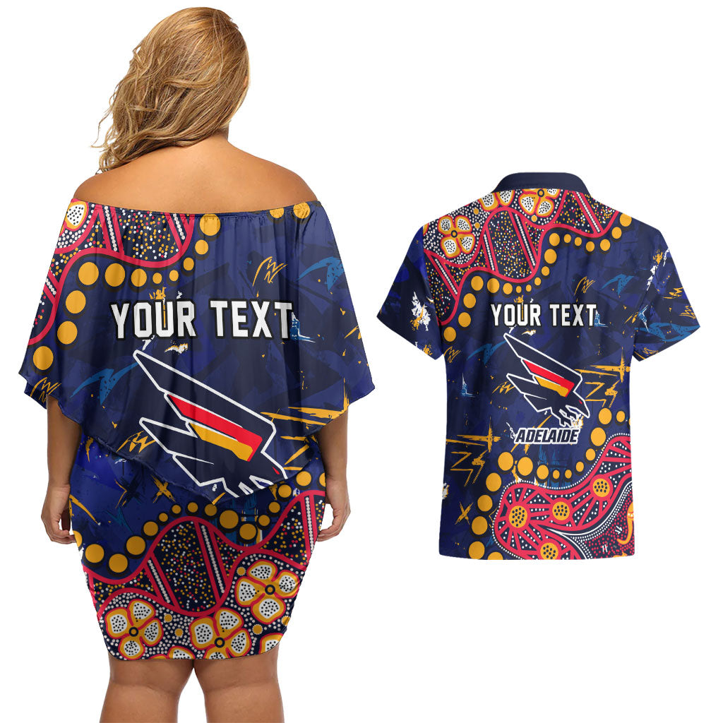 Personalized Adelaide Couples Matching Off Shoulder Short Dress and Hawaiian Shirt Aboriginal Pattern with Graffiti Style