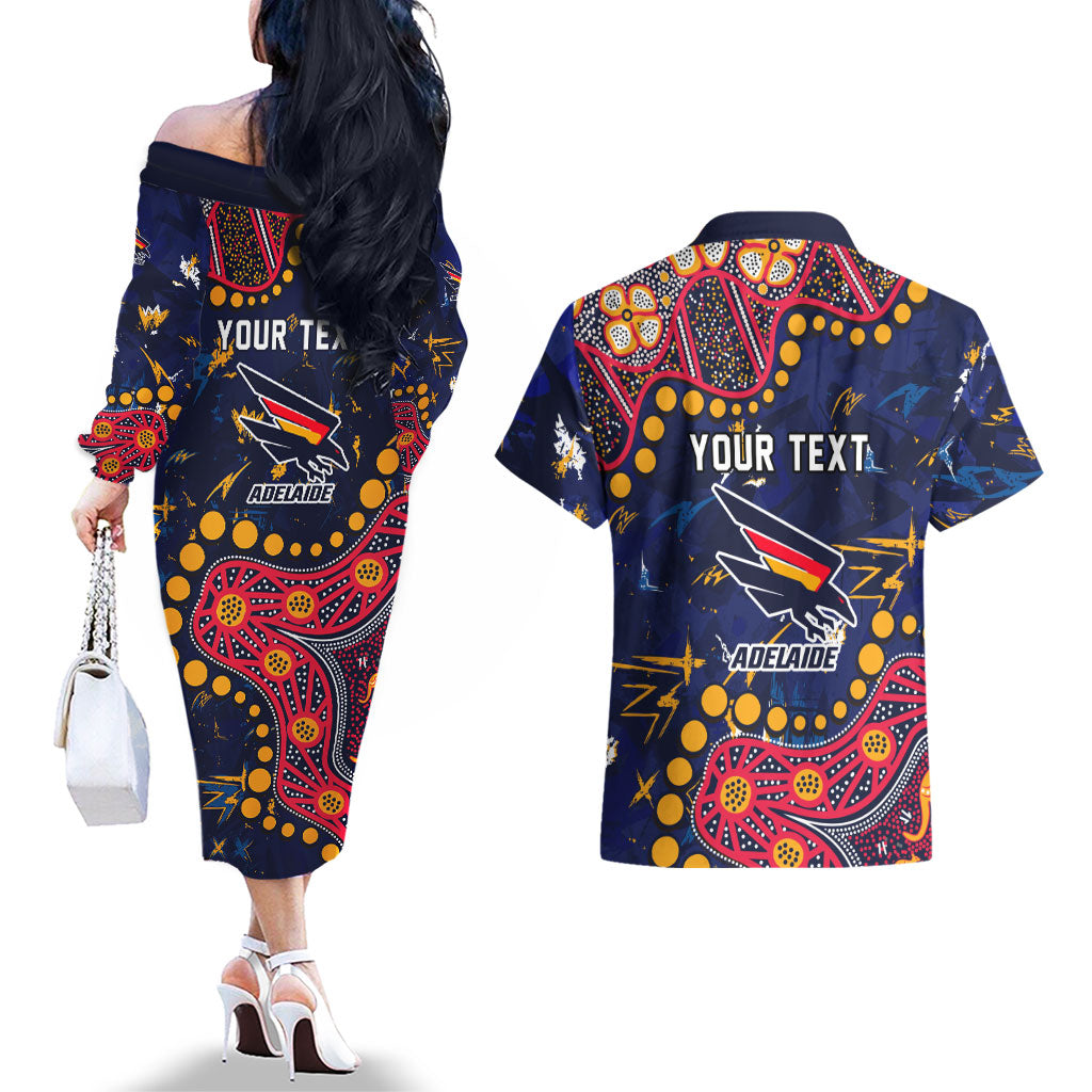 Personalized Adelaide Couples Matching Off The Shoulder Long Sleeve Dress and Hawaiian Shirt Aboriginal Pattern with Graffiti Style
