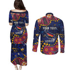 Personalized Adelaide Couples Matching Puletasi and Long Sleeve Button Shirt Aboriginal Pattern with Graffiti Style