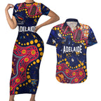 Personalized Adelaide Couples Matching Short Sleeve Bodycon Dress and Hawaiian Shirt Aboriginal Pattern with Graffiti Style