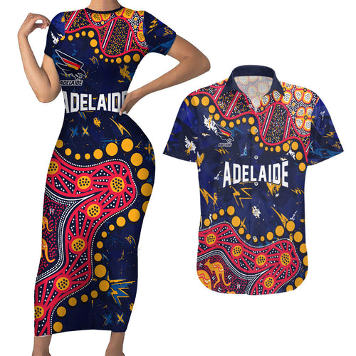Personalized Adelaide Couples Matching Short Sleeve Bodycon Dress and Hawaiian Shirt Aboriginal Pattern with Graffiti Style