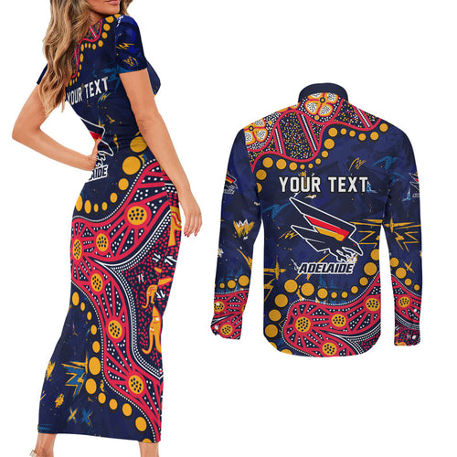 Personalized Adelaide Couples Matching Short Sleeve Bodycon Dress and Long Sleeve Button Shirt Aboriginal Pattern with Graffiti Style