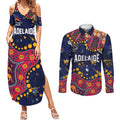 Personalized Adelaide Couples Matching Summer Maxi Dress and Long Sleeve Button Shirt Aboriginal Pattern with Graffiti Style