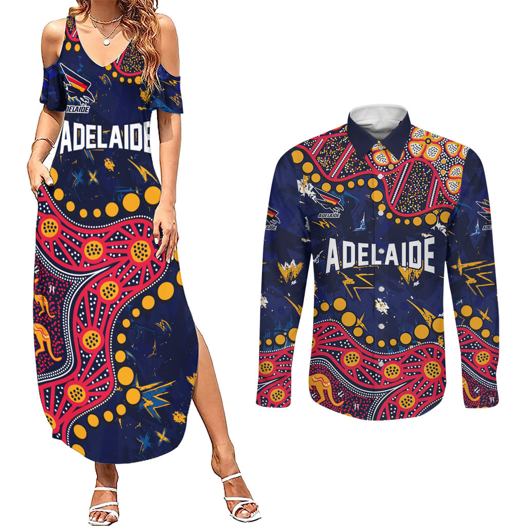 Personalized Adelaide Couples Matching Summer Maxi Dress and Long Sleeve Button Shirt Aboriginal Pattern with Graffiti Style