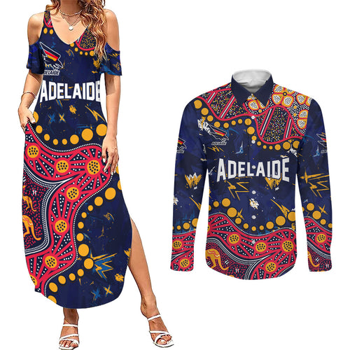 Personalized Adelaide Couples Matching Summer Maxi Dress and Long Sleeve Button Shirt Aboriginal Pattern with Graffiti Style